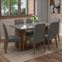 Ver imagem 1 de Conjunto Sala de Jantar Tampo de Vidro 6 Cadeiras Rustic/cinza/silver Sintra Madesa
