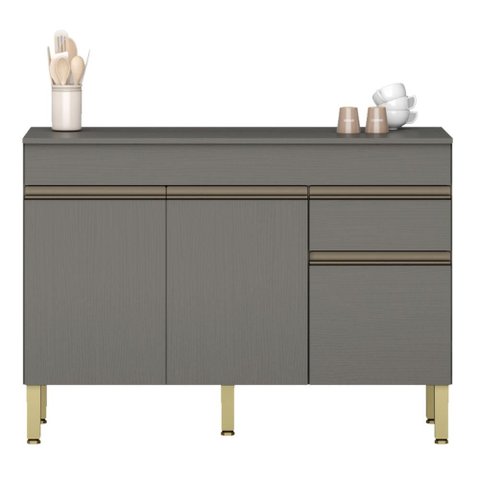 Balcão de Cozinha 120 Cm 3 Portas 1 Gaveta com Tampo Kits Paraná