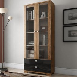 Estante Livreiro Multiuso 2 Portas em Vidro 2 Gavetas C604 Dalla Costa - 1