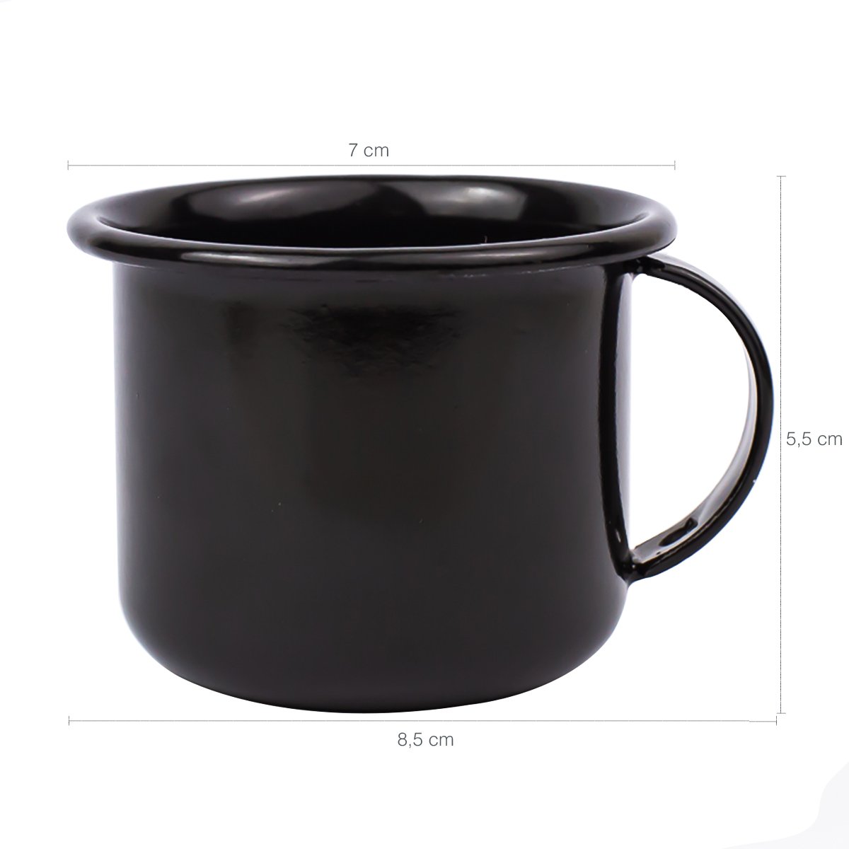 Jogo de Café Esmaltado 6 Xícaras de Ágata 90ml e Açucareiro Esmaltado 239ml Preto - 3