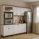 Ver imagem 2 de Cozinha Compacta Retrô 4 Peças Off/white/nogueira Modelo 002