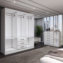 Ver imagem 6 de Guarda-roupa Casal Madeline 6 Portas 3 Gavetas com Cômoda 1 Porta 5 Gavetas Branco - Panorama Móveis
