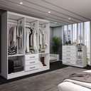 Ver imagem 2 de Guarda-roupa Casal Madeline 6 Portas 3 Gavetas com Cômoda 1 Porta 5 Gavetas Branco - Panorama Móveis