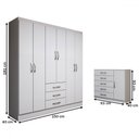 Ver imagem 4 de Guarda-roupa Casal Madeline 6 Portas 3 Gavetas com Cômoda 1 Porta 5 Gavetas Branco - Panorama Móveis