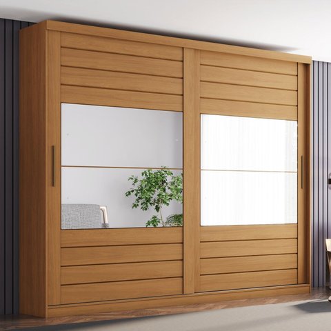 Guarda-Roupas Casal com Espelho 100% MDF Cayman Marrom/Cinamomo