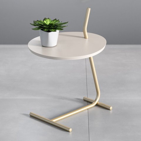 Mesa Lateral Leaf Slim 57,5x40x44,100% MDF 5cm Bege