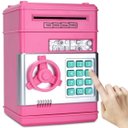 Ver imagem 2 de Mini Cofre Eletrônico Digital Puxa Nota Senha 4 Dígitos Notas e Moedas Rosa Lorben