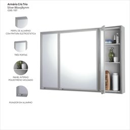 Armário Cris Trio Silver Sobrepor 86cm X 58,5cm X 11,0cm - 3