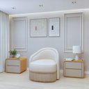 Ver imagem 2 de Kit 2 Mesas de Cabeceira 1 Gaveta MDF 55cm Loop Marrom Amêndoa Clean/Off White