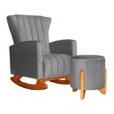 Ver imagem 1 de Poltrona Balanço C/ Puff Melinda Suede Cinza - Lm Decor