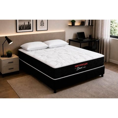 Cama Box Crc Casal +Colchão D45 Bari Orthoflex 138x188x26