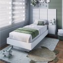 Ver imagem 1 de Cama Solteiro Suspensa com Cabeceira e Mesa de Apoio 80/90 Zurique Branco