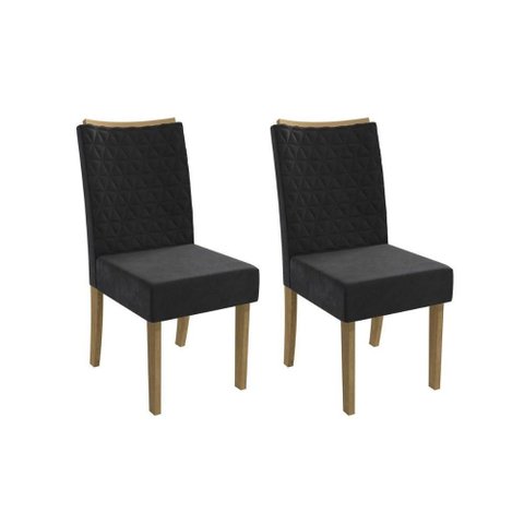 Cadeira Sala de Jantar 2cad129 Kit 2 Un Canela/suede Preto - Kappesberg