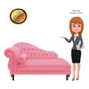 Ver imagem 5 de Recamier Divã Larissa 150cm Direito Suede:rosa-chiclete/liso
