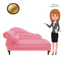 Ver imagem 5 de Recamier Divã Larissa 150cm Direito Suede:rosa-chiclete/liso