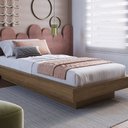 Ver imagem 4 de Cama Solteiro Suspensa com Cabeceira e Mesa de Apoio 80/90 Zurique Marrom/Mel
