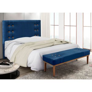 Kit Recamier e Cabeceira Santorini Spz 160cm Suede - Adj Decor