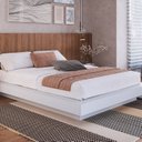 Ver imagem 4 de Cama Casal Queen Suspensa, Cabeceira e Mesas de Apoio 140/160 Zurique Branco