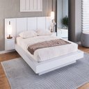 Ver imagem 1 de Cama Casal Queen Suspensa, Cabeceira e Mesas de Apoio 140/160 Zurique Branco