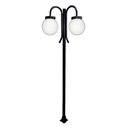 Ver imagem 1 de Poste Luminária Globo P Duplo Braço Curvo Baixo Preto 300cm