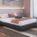 Ver imagem 4 de Cama Casal Queen Suspensa, Cabeceira e Mesas de Apoio 140/160 Zurique Cinza/Grafite