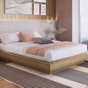 Ver imagem 3 de Cama Casal Queen Suspensa, Cabeceira e Mesas de Apoio 140/160 Zurique Marrom/Mel