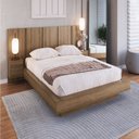 Ver imagem 1 de Cama Casal Queen Suspensa, Cabeceira e Mesas de Apoio 140/160 Zurique Marrom/Mel