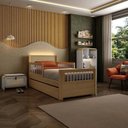 Ver imagem 2 de Bicama Solteiro Reversível com Estante em LED e Sapateira Infantil Wave Casatema MadeiraOriginals Branco/Marrom