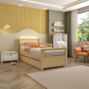 Ver imagem 1 de Bicama Solteiro Reversível com Estante em LED e Sapateira Infantil Wave Casatema MadeiraOriginals Branco/Marrom
