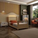 Ver imagem 4 de Bicama Solteiro Reversível com Estante em LED e Sapateira Infantil Wave Casatema MadeiraOriginals Branco/Marrom