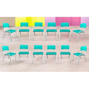Kit 12 Cadeiras Iso Infantil Azul Celeste Escola e Creche