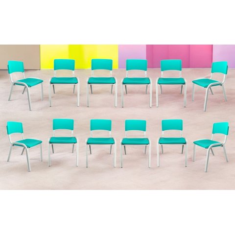 Kit 12 Cadeiras Iso Infantil Azul Celeste Escola e Creche