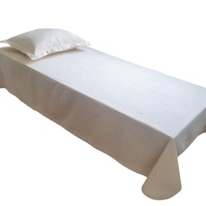 Kit Colcha Cobre Leito Solteiro de Piquet Pesado com Porta Travesseiro Bege