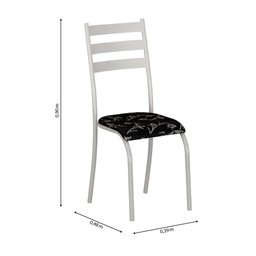 Mesa Itália 4 Cadeiras 591/13 Madmelos Branco/preto Flor - 6