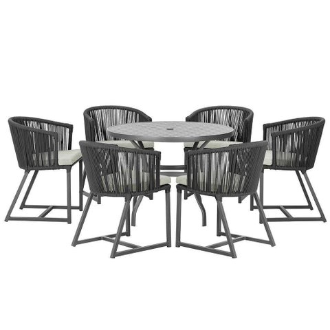 Mesa e 6 Cadeiras e Noronha Preto E3 Trama Original Preto