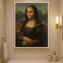 Ver imagem 2 de Quadro Canvas Divertido Banheiro Monalisa Nariz-mold.branca:40x30cm