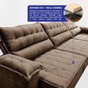 Ver imagem 3 de Sofá Retrátil e Reclinável 3,60m com Molas e Espuma D33 Thunder Velusoft Castor Cama Inbox
