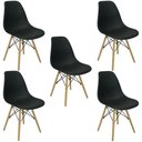 Ver imagem 1 de Kit C| 5 Cadeiras Charles Eames Dsw Preta - Base Madeira