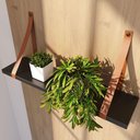 Ver imagem 2 de Prateleira em MDF Preto 60x15cm com Alça Caramelo