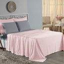 Ver imagem 1 de Jogo de Cama Casal Viúva Nobre 4 Peças Malha 100% Algodão - Rosa / Cinza