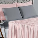 Ver imagem 3 de Jogo de Cama Casal Viúva Nobre 4 Peças Malha 100% Algodão - Rosa / Cinza