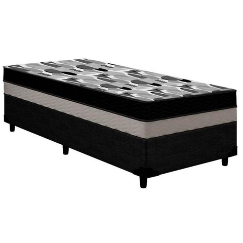 Cama Box Solteiro: Colchão Ortopédico Ortobom D33/EP ISO 100 Double Face + Base CRC Linhão Black(78x