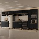 Ver imagem 1 de Armário de Cozinha Completa Atlanta Square com Vidro Carraro Preto Touch