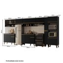 Ver imagem 5 de Armário de Cozinha Completa Atlanta Square com Vidro Carraro Preto Touch