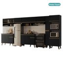 Ver imagem 3 de Armário de Cozinha Completa Atlanta Square com Vidro Carraro Preto Touch