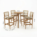 Ver imagem 3 de Conjunto Mesa Bistrô com 4 Banquetas Liz em Madeira Maciça Bege
