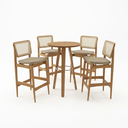 Ver imagem 2 de Conjunto Mesa Bistrô com 4 Banquetas Liz em Madeira Maciça Bege
