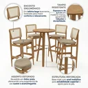Ver imagem 4 de Conjunto Mesa Bistrô com 4 Banquetas Liz em Madeira Maciça Bege