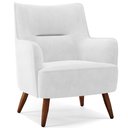 Ver imagem 1 de Poltrona Decorativa Fixa Pés de Madeira Isabella D02 Corano Branco C-12 - Lyam Decor