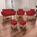 Ver imagem 1 de Kit Namoradeira 2 Poltronas e 2 Puffs para Sala Manicure Consultório Alice Suede